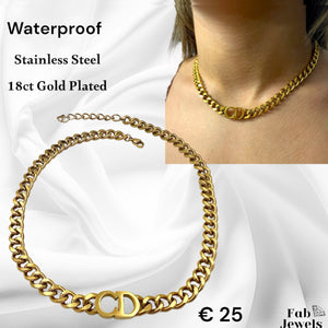 18ct Gold Plated on Stainless Steel CD Necklace Choker