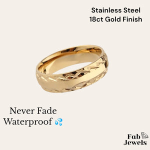 Stainless Steel Yellow Gold Plated Ring Wedding Band Ring
