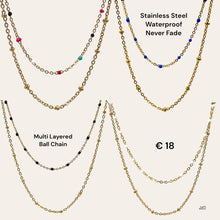 Load image into Gallery viewer, Stainless Steel Trendy Multi-Layered Plain Ball Chain Necklace with Colourful Ball Chain Necklace In Yellow Gold