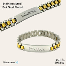 Load image into Gallery viewer, Stainless Steel Silver / 18ct Yellow Gold Plated / Two Tone Inhobbok Men&#39;s Bracelet