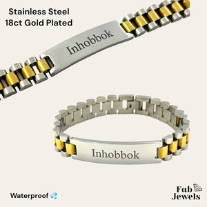 Stainless Steel Silver / 18ct Yellow Gold Plated / Two Tone Inhobbok Men's Bracelet