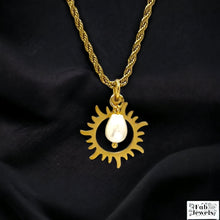 Load image into Gallery viewer, 18ct Gold Plated Rope Chain with Freshwater Pearl Sun Pendant