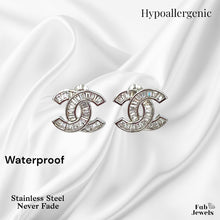 Load image into Gallery viewer, Stainless Steel Hypoallergenic Stud Earrings with Cubic Zirconia