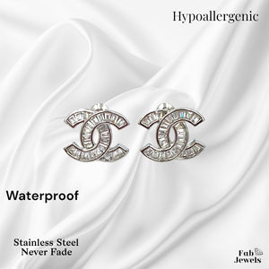 Stainless Steel Hypoallergenic Stud Earrings with Cubic Zirconia