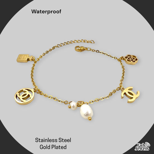 Stainless Steel 316L Yellow Gold Plated High Quality  Charm Bracelet