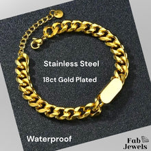 Load image into Gallery viewer, Stainless Steel Yellow Gold Plated Curb Chain Bracelet 8 mm