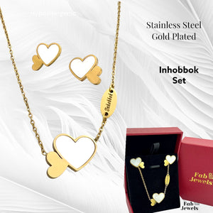High  Quality Stainless Steel 316L Inhobbok Heart SET with Shell Necklace and Earrings