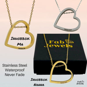 Gold Plated Stainless Steel Silver Inhobbok Ma Nanna Heart Pendant Chain Included