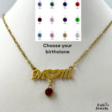 Load image into Gallery viewer, Stainless Steel Mum Heart Pendant with Personalised Birthstone Inc. Necklace