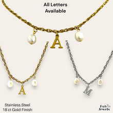 Load image into Gallery viewer, Stainless Steel Personalised Initial Pendant Nicely Detailed with Pearl Charms Inc. Necklace