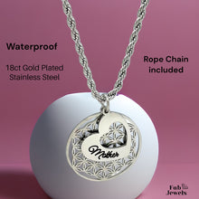 Load image into Gallery viewer, Gold Plated on Stainless Steel Silver Mother Mum Pendant with Rope Chain