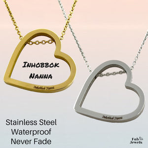 Gold Plated Stainless Steel Silver Inhobbok Ma Nanna Heart Pendant Chain Included