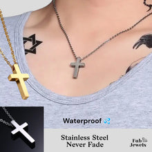 Load image into Gallery viewer, Stainless Steel Men’s Modern Cross Silver Gold with Necklace