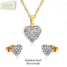 Load image into Gallery viewer, Stainless Steel Silver/Yellow Gold Set Necklace and Stud Earrings with Swarovski Crystals