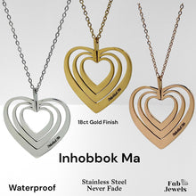 Load image into Gallery viewer, 18ct Gold Finish on Stainless Steel Inhobbok Ma Heart Pendant with Necklace