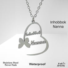 Load image into Gallery viewer, 18ct Gold Finish on Stainless Steel Inhobbok Nanna Heart Pendant with Necklace