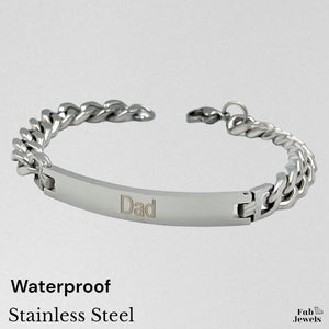 Yellow Gold Plated  Stainless Steel Solid Dad Bracelet