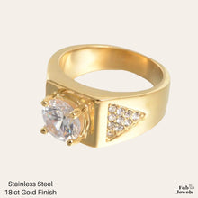 Load image into Gallery viewer, 18ct Gold Plated on Stainless Steel Waterproof Ring with Cubic Zirconia