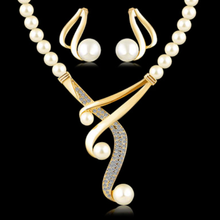 Load image into Gallery viewer, Elegant Simulated Pearl Crystal Set Earrings and Choker