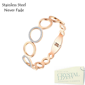 Swarovski Crystals Stainless Steel Rose Gold Plated Magnetic Bangle