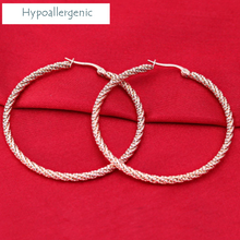 Load image into Gallery viewer, Stainless Steel Hypoallergenic Hoop Earrings Yellow , Rose Gold Silver
