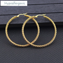 Load image into Gallery viewer, Stainless Steel Hypoallergenic Hoop Earrings Yellow , Rose Gold Silver