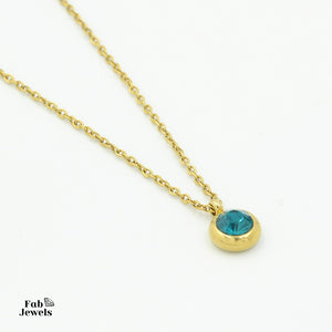 Yellow Gold Plated Stainless Steel Birthstone Pendant with Necklace