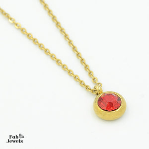 Yellow Gold Plated Stainless Steel Birthstone Pendant with Necklace