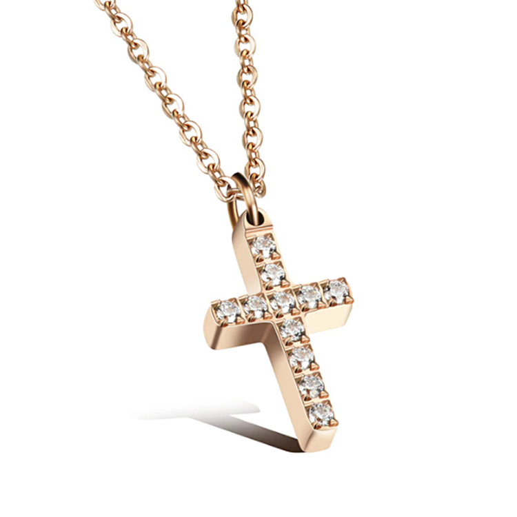 Swarovski cross necklace store rose gold