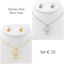 Load image into Gallery viewer, Stainless Steel Stylish Silver/Yellow Gold Plated Set Necklace Earrings