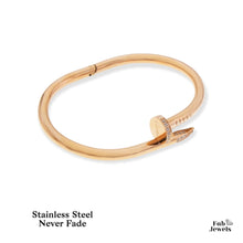 Load image into Gallery viewer, Stainless Steel Yellow/ Rose Gold Plated Silver Bangle Bracelet with Swarovski Crystals