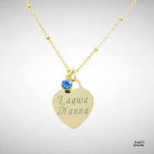 Load image into Gallery viewer, Engraved Stainless Steel &#39;Laqwa Nanna&#39; Pendant with Personalised Birthstone Inc. Necklace