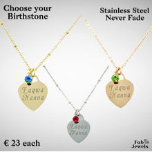 Load image into Gallery viewer, Engraved Stainless Steel &#39;Laqwa Nanna&#39; Pendant with Personalised Birthstone Inc. Necklace