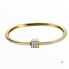 Load image into Gallery viewer, Stainless Steel 18ct Finish Yellow/ Rose Gold Plated Silver Bangle Bracelet