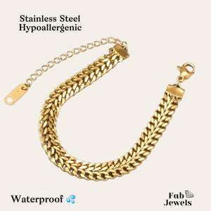 Stainless Steel 316L Yellow Gold Plated 2 in 1 Double Bracelet
