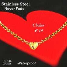 Load image into Gallery viewer, Stainless Steel Yellow Gold Plated Heart Necklace Bracelet Set