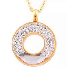 Load image into Gallery viewer, Swarovski Crystals Yellow Gold Plated Stainless Steel Set Necklace and Matching Earrings