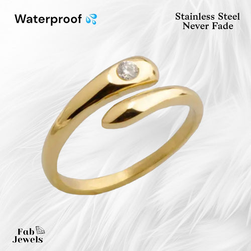 18ct Gold Plated on Stainless Steel Adjustable Ring Waterproof