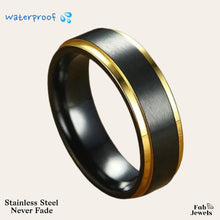 Load image into Gallery viewer, Stainless Steel 316L Waterproof Black and Gold Men’s Ring