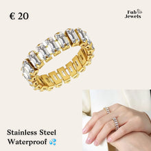Load image into Gallery viewer, Stainless Steel 316L Yellow Gold Plated Flexible Ring with all round Cubic Zirconia