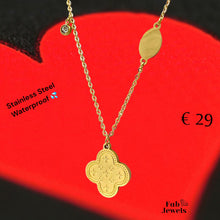 Load image into Gallery viewer, Gold Plated Stainless Steel Necklace with Clover Pendant