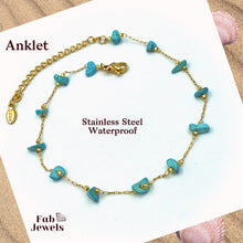 Load image into Gallery viewer, Anklet Ankle Chain Stainless Steel Natural Gemstones Beads Turquoise Amethyst