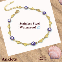 Load image into Gallery viewer, Stainless Steel 316L Evil Eye Anklet Ankle Chain Yellow Gold Silver