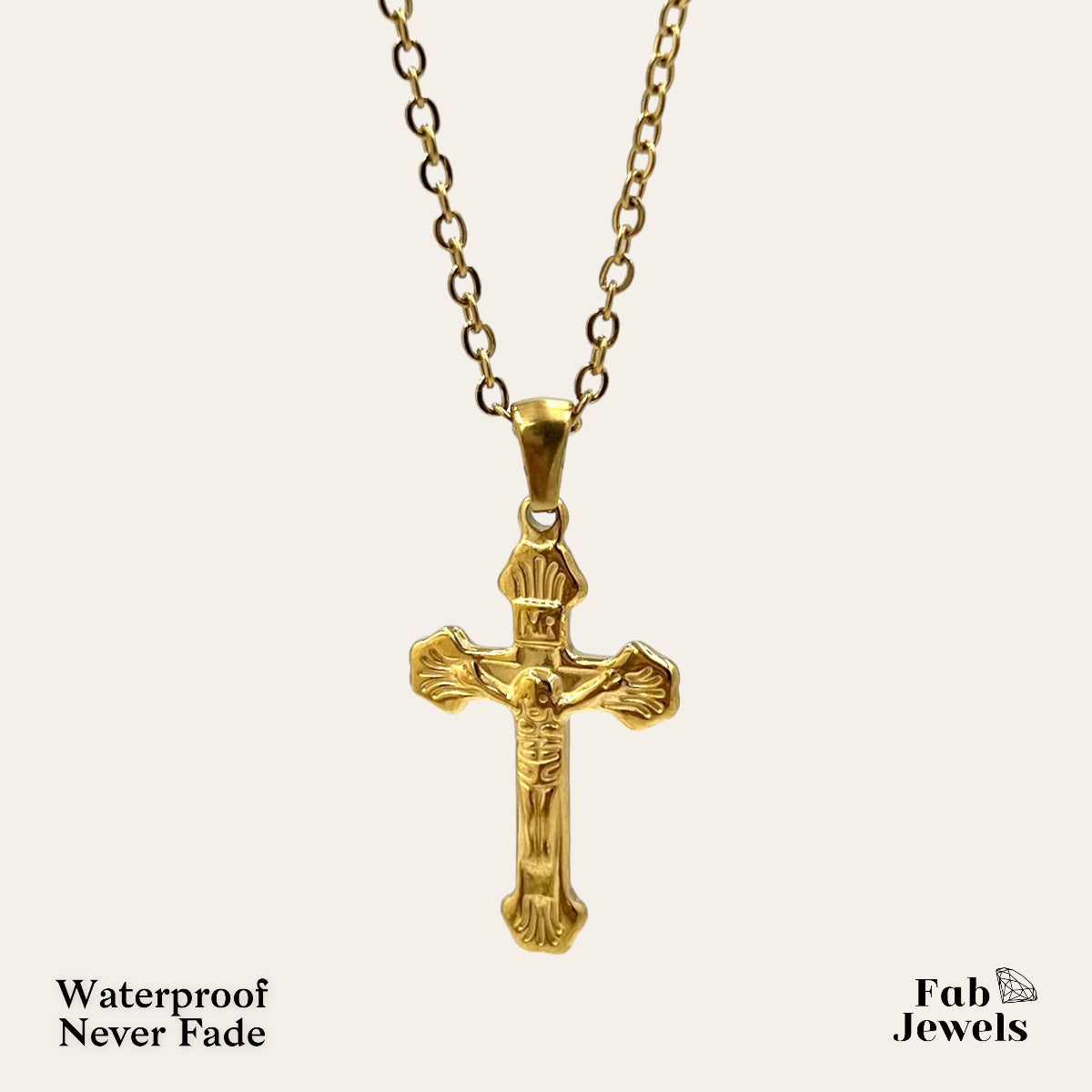 Stainless steel deals gold cross necklace