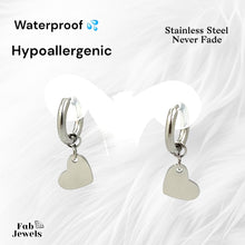 Load image into Gallery viewer, Stainless Steel Hypoallergenic Gold Plated Hoop Earrings with a Heart Charm