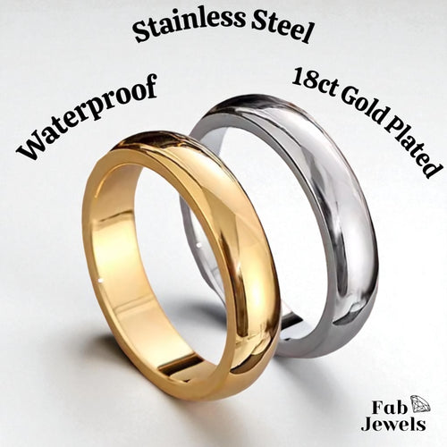 Stainless Steel 316L 18ct Gold Plated Wedding Band Ring Waterproof