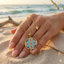 Load image into Gallery viewer, Maduma Gold Plated on Stainless Steel 316L Maltese Cross Tile Set Pendant Necklace Matching Stud Earrings