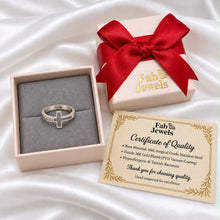 Load image into Gallery viewer, 18ct Gold Plated Stainless Steel WaterProof Cross Ring with Inlaid Cubic Zirconia