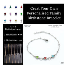 Load image into Gallery viewer, Stainless Steel 316L Personalised Family Birthstone Bracelet in Silver