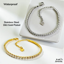 Load image into Gallery viewer, 18ct Yellow Gold Plated and Stainless Steel Tennis Bracelet